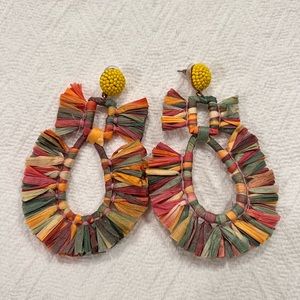 Make a Statement! New Handmade Multi-color Raffia Tassel Earrings